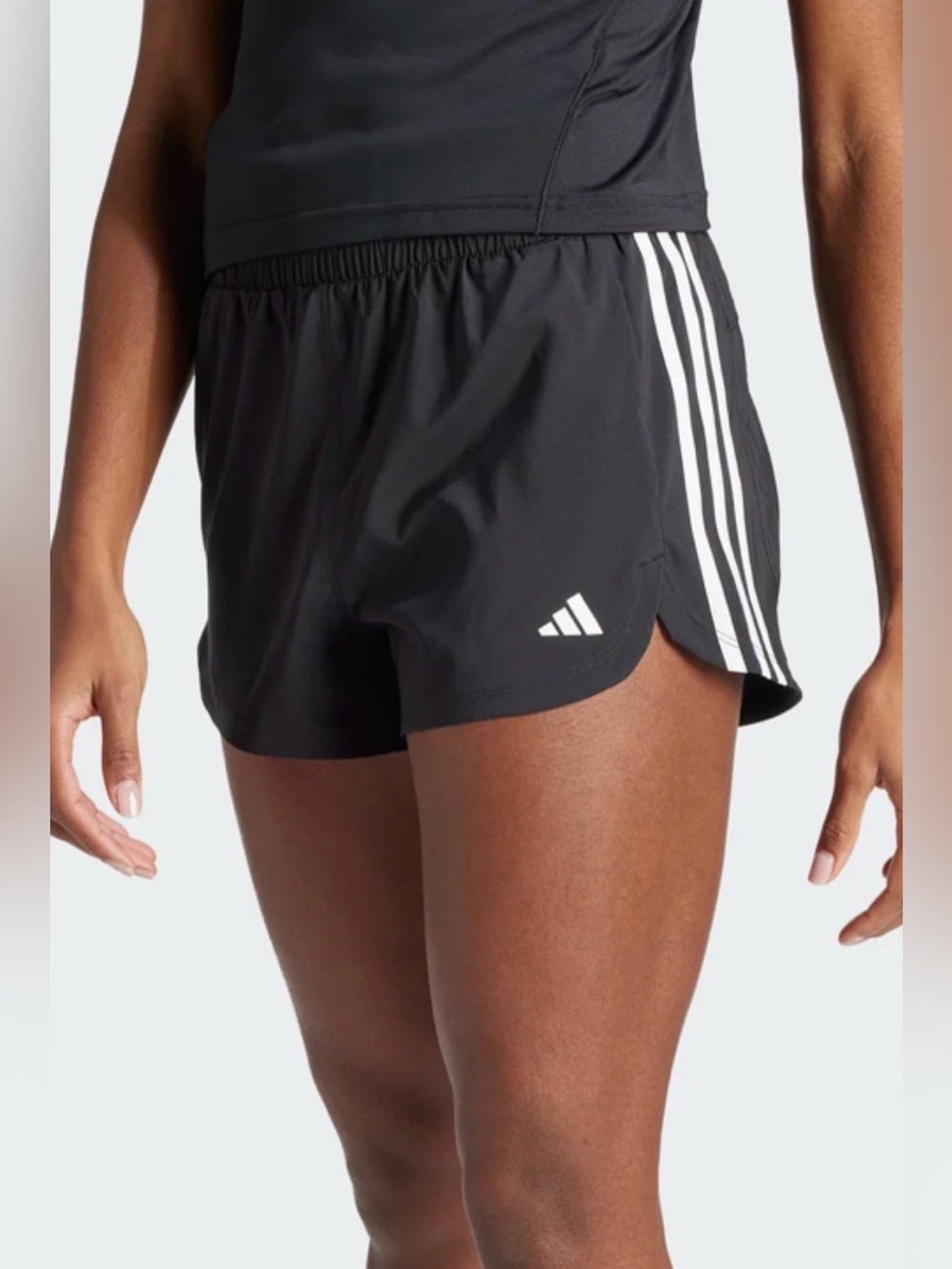 Adidas Women’s Pacer Training 3-Stripes High Rise Woven Shorts NWT Black